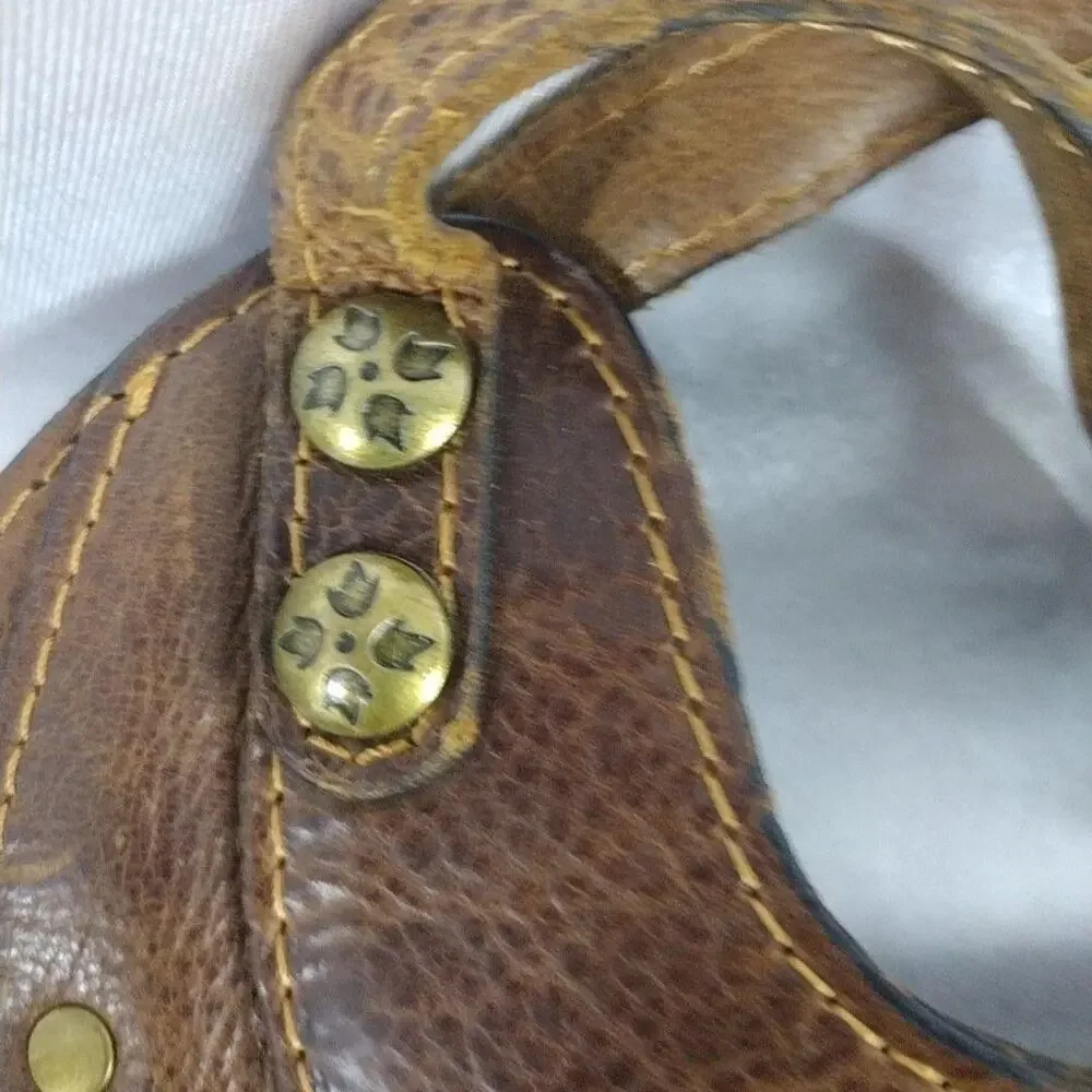 Patricia Nash Hobo Bag Womens Large Brown Studded Leather Shoulder Purse